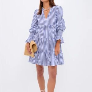 Pomander Place Blue and White Striped Long Sleeve Dress